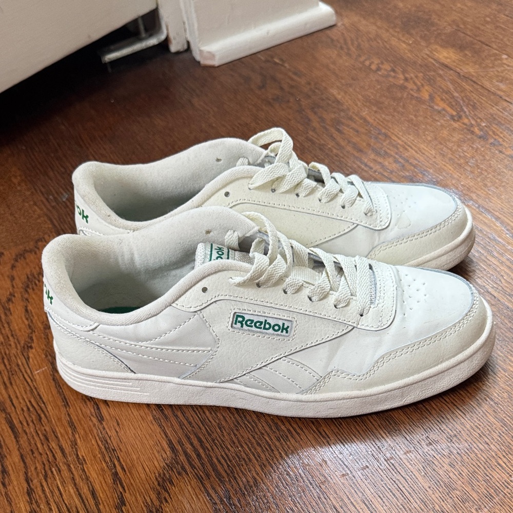 Reebok Off-White Sneakers with Green Logo